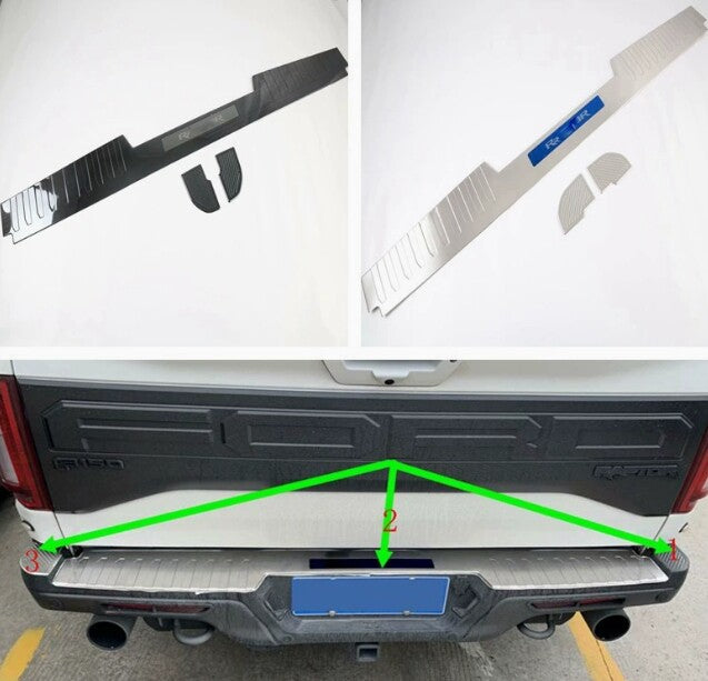Rear Bumper Pedal Trunk Door Sill Cover Trim For Ford F150 F-150 2016-2018 black