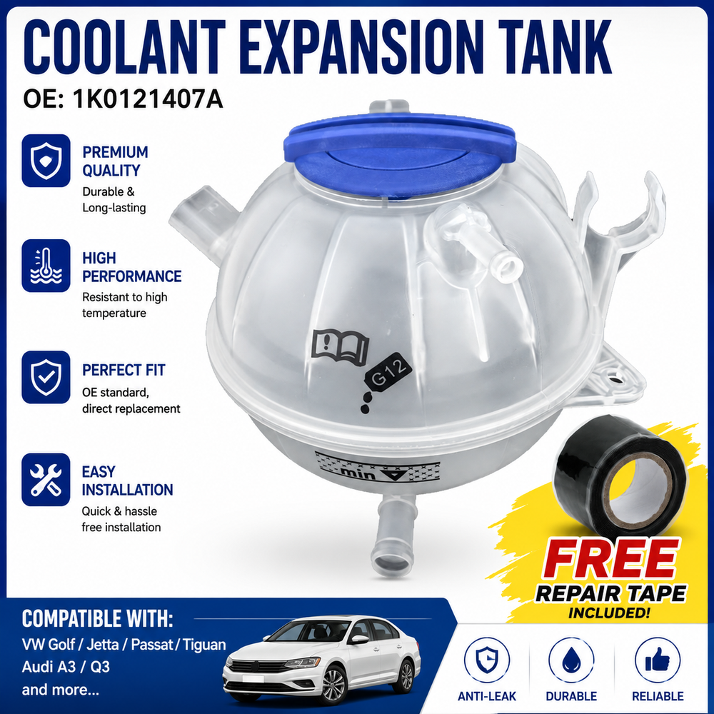 Coolant Expansion Tank For 2009-2016 VW Tiguan 2.0T 1K0121407A +Hose Repair Tape