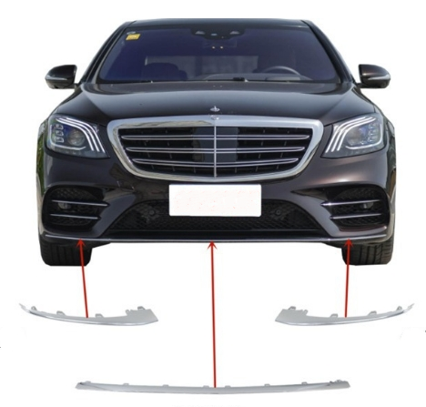 For Mercedes-Benz W222 S450/560 2018-2019 Chrome Front Bumper Moulding Trim 3P A