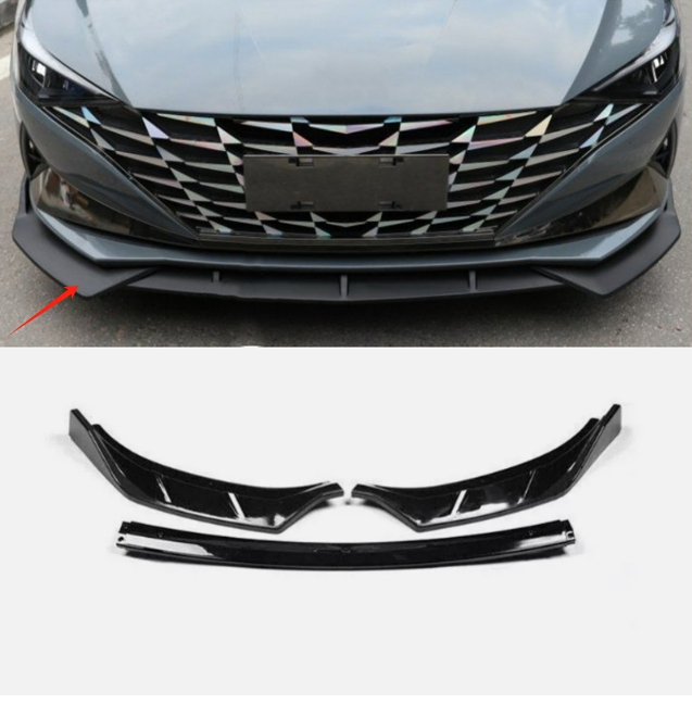 For Hyundai Elantra 21-23 Black Front Bumper Lip Chin Splitter Spoiler trim A