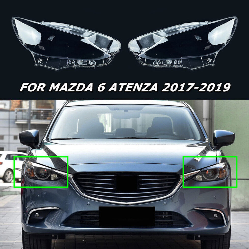 For Mazda 6 Atenza 2017-2019 Pair Headlight Cover Lens Transparent Lampcover