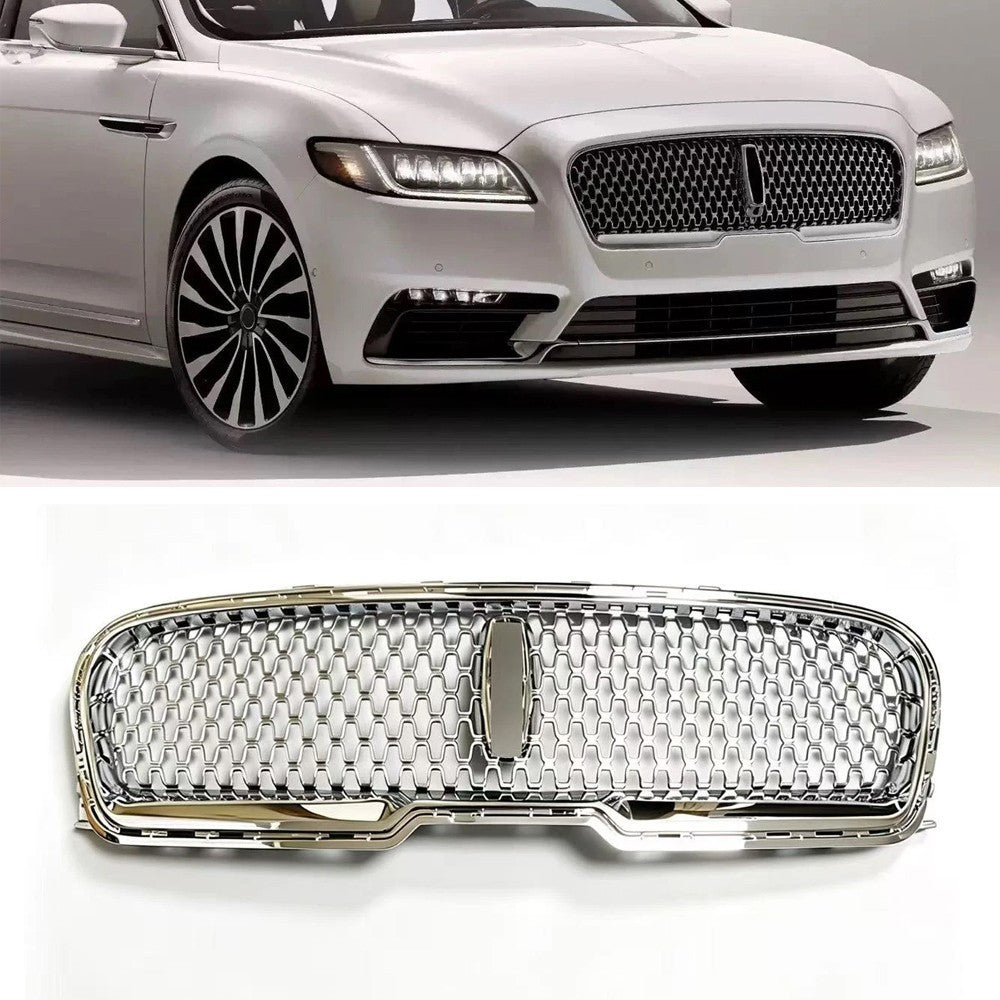 Front Mesh Grill Bumper Vent Grille Silver For Lincoln Continental 2017-2020
