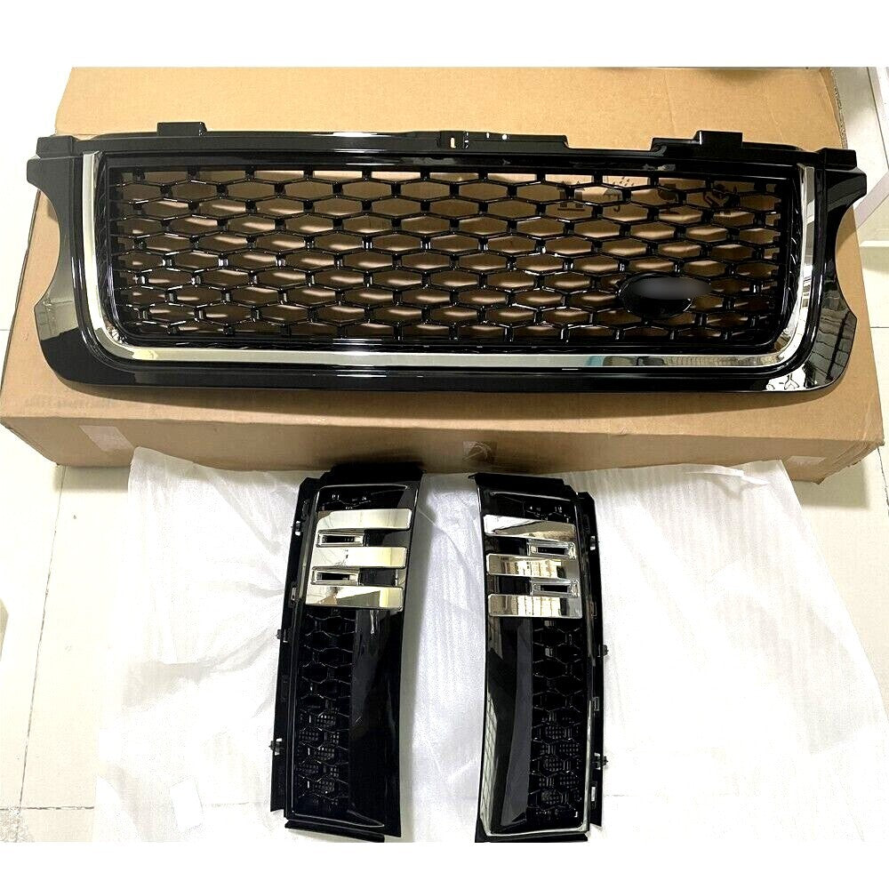 Front Grill Bumper Grille W/Side Vent Trim For Range Rover L322 2010-2012 Chrome