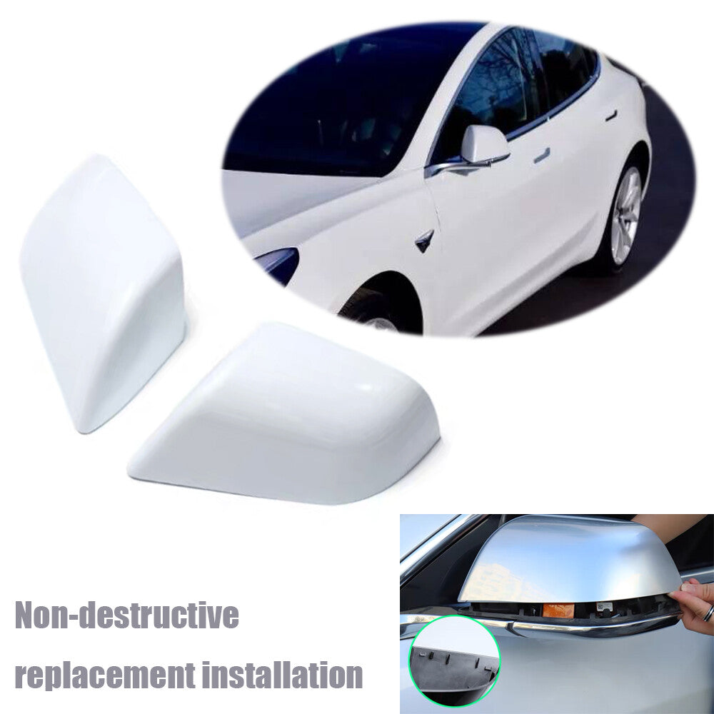 Replacement Rearview Mirror Caps Cover For Tesla Model 3 2017-2021 White New