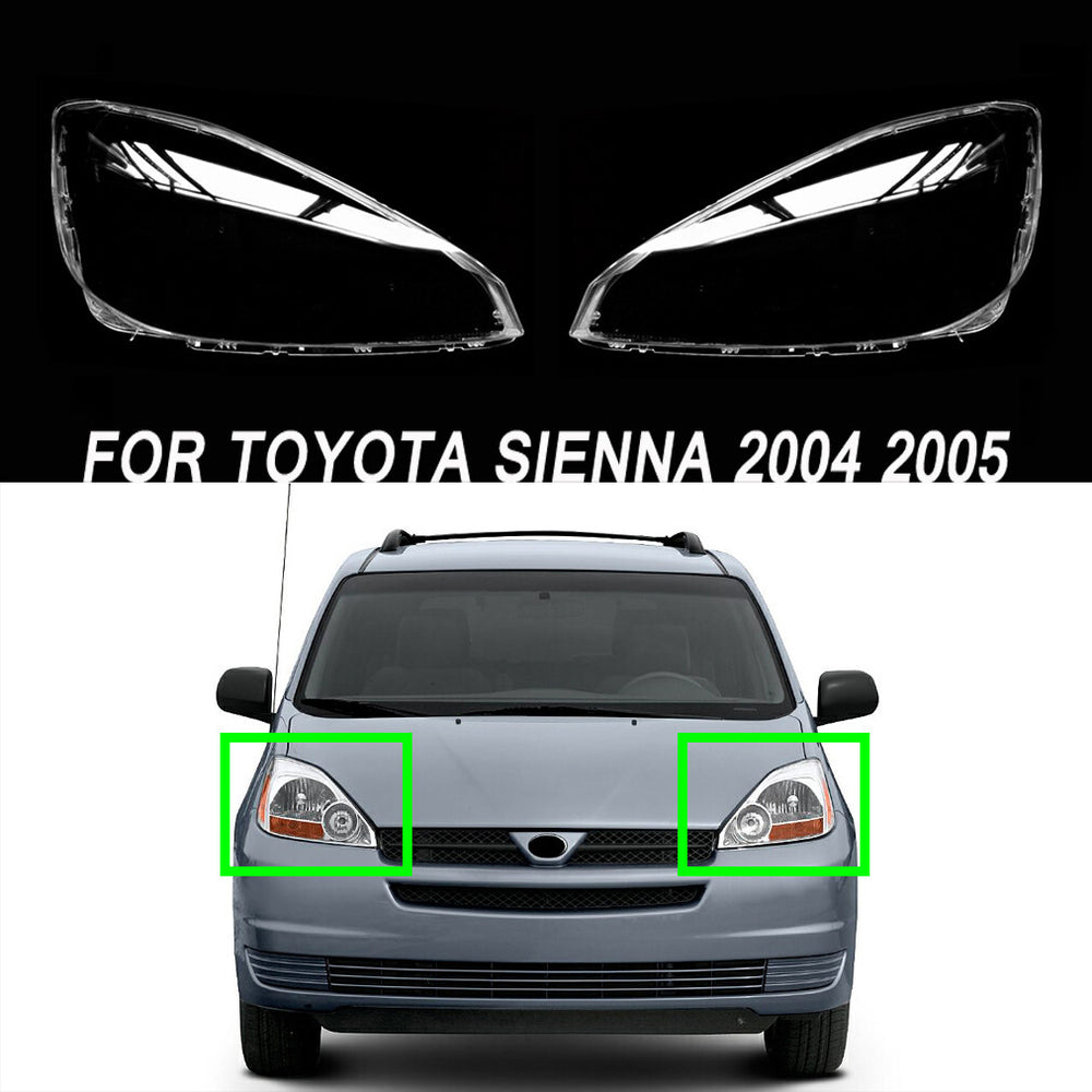 Transparent Headlight Cover Lens Lamp Housing for Toyota Sienna 2004 2005 Pair