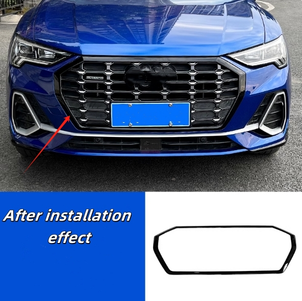 FOR Audi Q3 2019-2023 Glossy Black front bumper grill forming strip cover trim