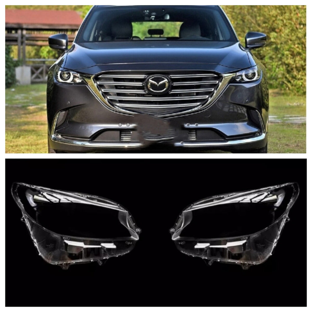 2Pcs Front Headlight Lens Cover+Sealant Glue Replace For Mazda CX-9 CX9 18-22 A