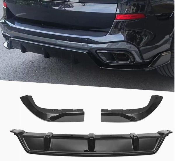 ABS Rear Bumper Diffuser Lip Spoiler Refit For 19-23 BMW X5 G05 Glossy Black