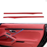 For Porsche 911 2014-2018 Red Carbon Fiber Interior Car Door Panel Cover Trim