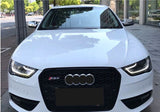 For Audi A4 S4 2013-2016 Chrome Rings Front Bumper Honeycomb Grille RS4 Style