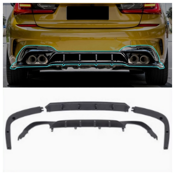 For BMW 3 Series M3 2019-2022 Gloss Black Bumper Diffuser Spoiler Bodykit 4PCS