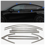 Stainless black Car Window Strip Cover Trim 10P Fit For 2020-2023 Tesla Model Y