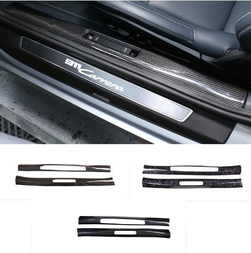 Forged Carbon Fiber Inner Door Sill Trim Strip 2x For Porsche 911 20-2024 2023 A