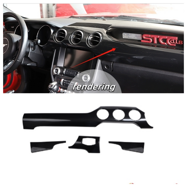 ABS carbon fiber For Ford Mustang 2015-2023 Dashboard Center Console Cover Trim