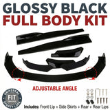 Glossy Black 8x Full Body Kit Front Lip Side Skirt For Toyota Corolla 1966-2026