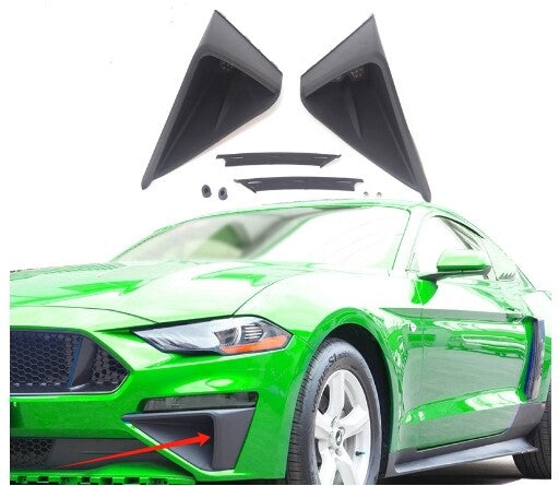 2018-2021 For Ford Mustang Roush 2PC Cover Trim Front Fog Light Lamp Matte Black