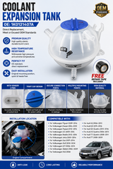 Coolant Expansion Tank Reservoir w/ Cap & Hose 1K0121407A For VW Audi