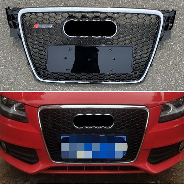 Chrome Front Bumper Honeycomb Grille For Audi A4 S4 2009-2012 Update to RS4
