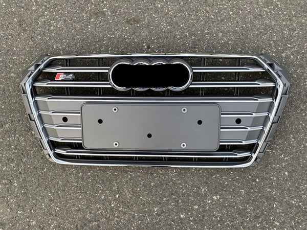 GRAY Front Bumper Mesh Grille For Audi A4 S4 B9 2017-2019 Update to S4