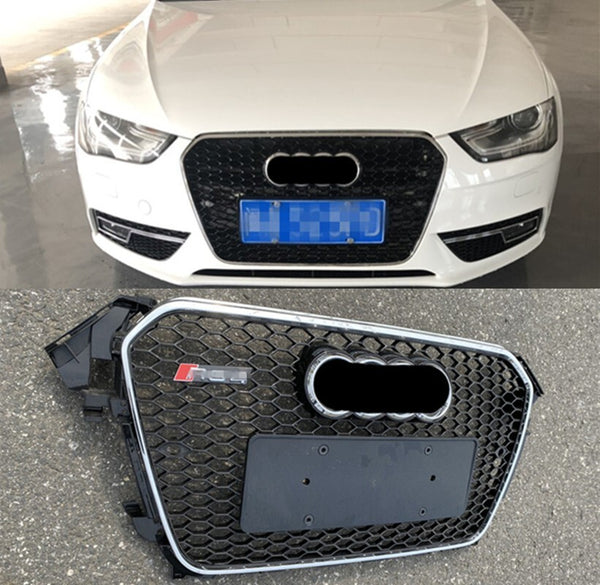 Chrome Front Bumper Honeycomb Grille For Audi A4 S4 2013-2016 Update to RS4