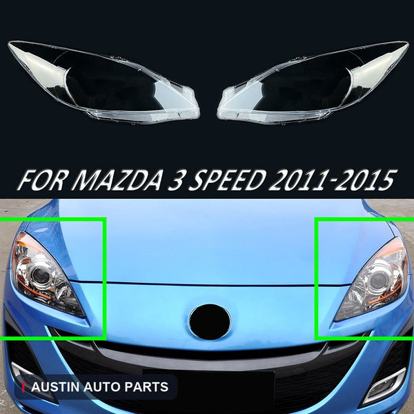 Fits Mazda 3 Speed 2011-2015 Pair of Headlight Lens Cover Transparent Caps