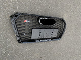 BLACK Front Bumper Honeycomb Grille For Audi A4 S4 B9 2017-2019 Update to S4