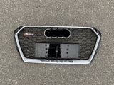 CHROME FRAME Front Bumper Mesh Grille For Audi A4 S4 B9 2017-2019 Update to RS4