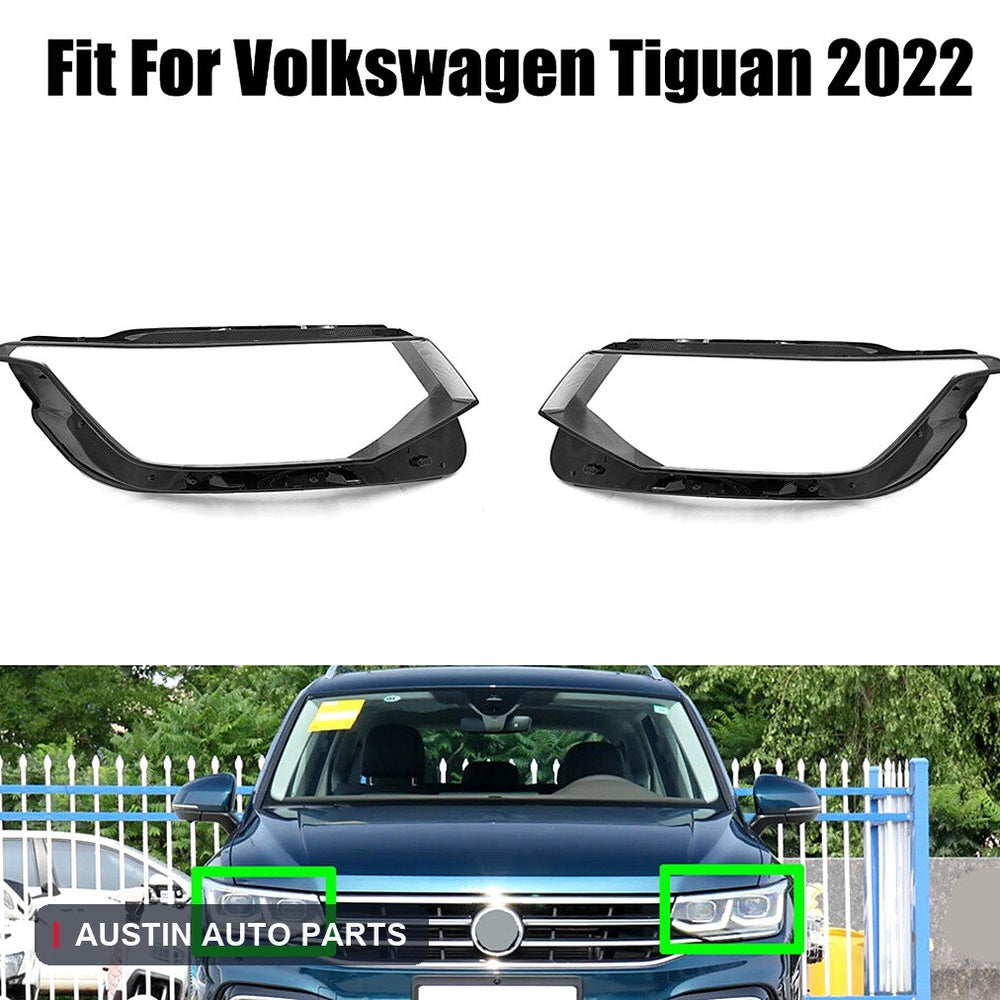 Fits Volkswagen Tiguan 2022 Headlight Headlamp Lens Cover High Config Pair