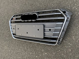 GRAY Front Bumper Mesh Grille For Audi A4 S4 B9 2017-2019 Update to S4