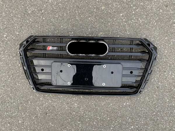 Gloss Black Front Bumper Mesh Grille For Audi A4 S4 B9 2017-2019 Update to S4