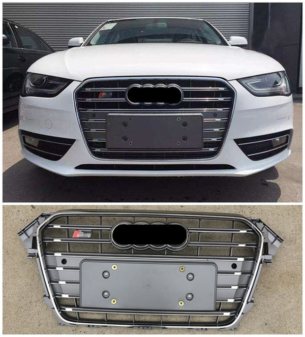 Gray Front Bumper Mesh Grille For Audi A4 S4 B8.5 2013-2016 Update to S4