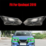 For Nissan Qashqai 2019 Left+Right Side Headlight Headlamp Clear Lens Cover