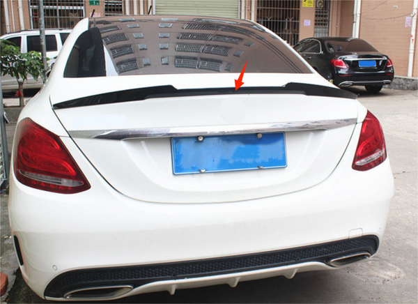 For 2015-2021 Mercedes-Benz C-Class W205 Sedan Rear Spoiler V Style Glossy Black