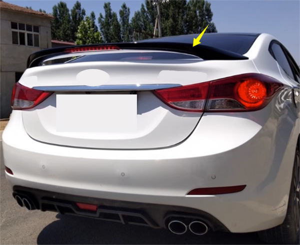 For 2011-2016 Hyundai Elantra Sedan Rear With Light Spoiler Wing A Glossy Black