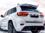 For 2013-2021 Jeep Grand Cherokee Set 2P Glossy White Rear Mid+Roof Spoiler Wing