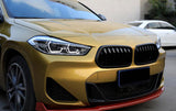 For BMW X2 F39 2020-2021 Matte Black Front Bumper Center Hood Grill Mesh 2PCS