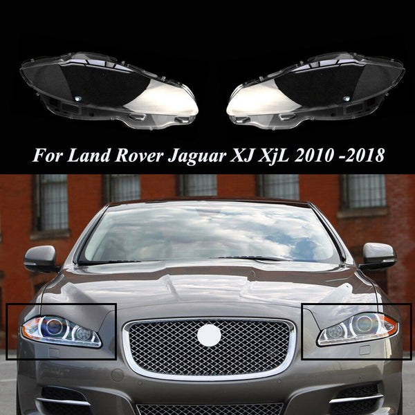 for Jaguar XJ XJL 10-18 Pair of Headlight Lens Clear Headlamp Shell Cover
