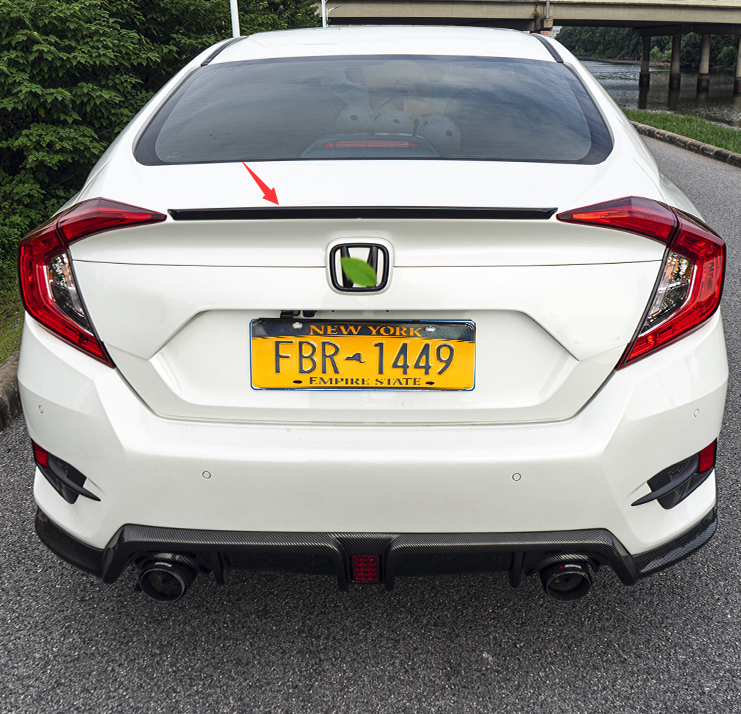 Glossy Black For 2016-2021 Honda Civic Sedan Rear Trunk Spoiler Wing ABS