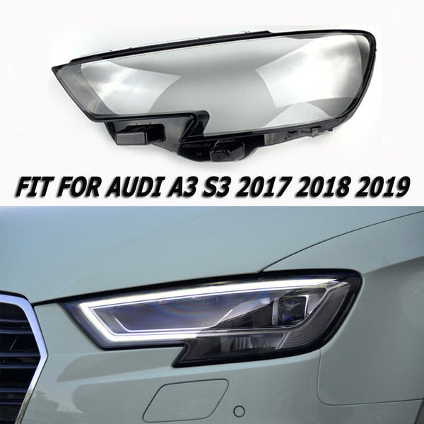 for Audi A3 S3 17-19 Auto Shell Transparent Lampshade Headlight Lens Left Side