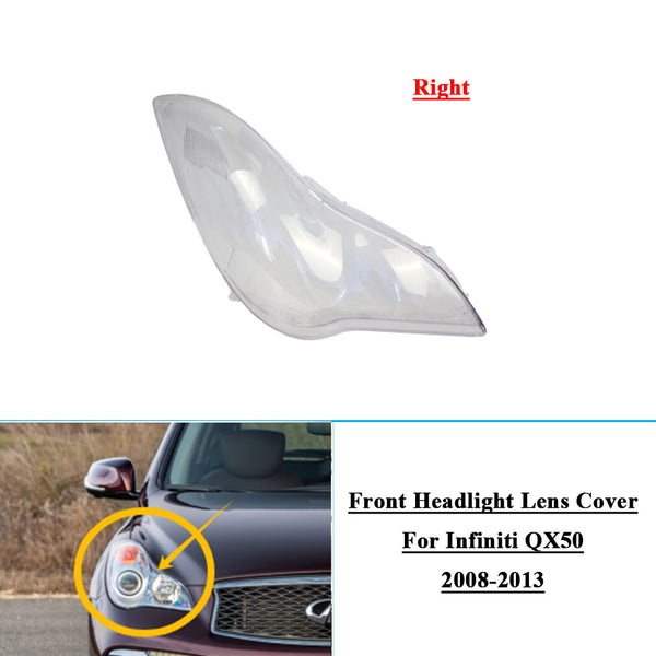 Right Headlight Lens Cover for Infiniti QX50 2008 To 2013 Headlamp Shell