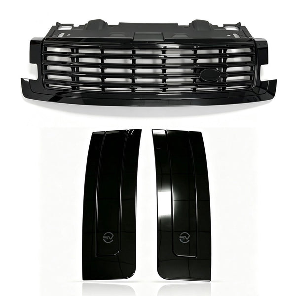 SV Style Front Bumper Grille W/Vent Cover Trim For Range Rover L460 23-26 Black