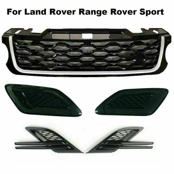 Front Bumper Grille+Side Hood Vents Grill Cover For Range Rover Sport 2014-2017