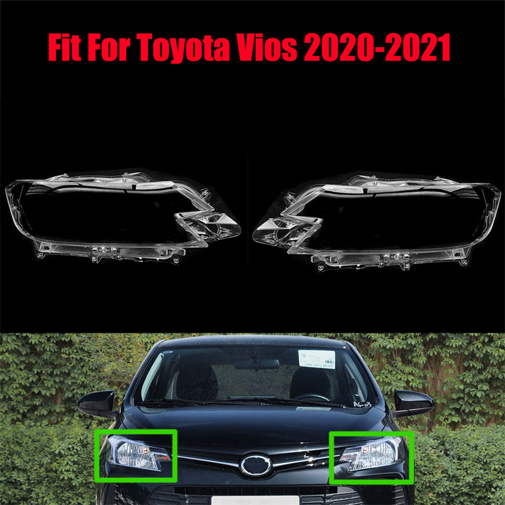 Fits Toyota Vios 2020-2021 Headlight Headlamp Clear Lens Cover Pair