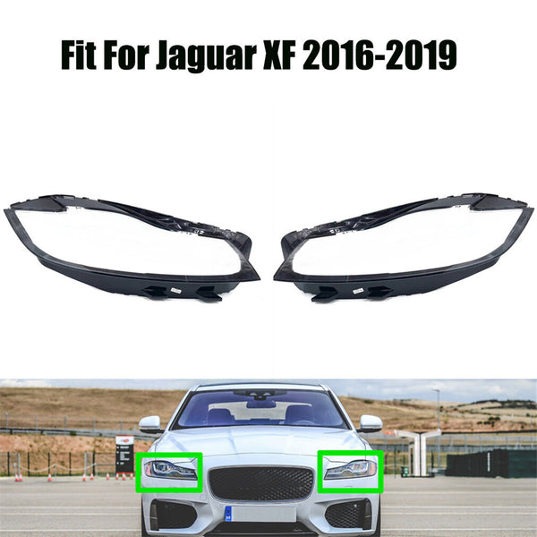 Fits Jaguar XF 2016-2019 2Pcs Headlight Headlamp Clear Lens Left Right Cover