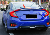 For 2016-2021 Honda Civic Sedan 4-Door ABS Rear Spoiler Wing Blue With LED Light