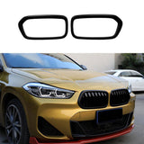 For BMW X2 F39 2020-2021 Matte Black Front Bumper Center Hood Grill Mesh 2PCS