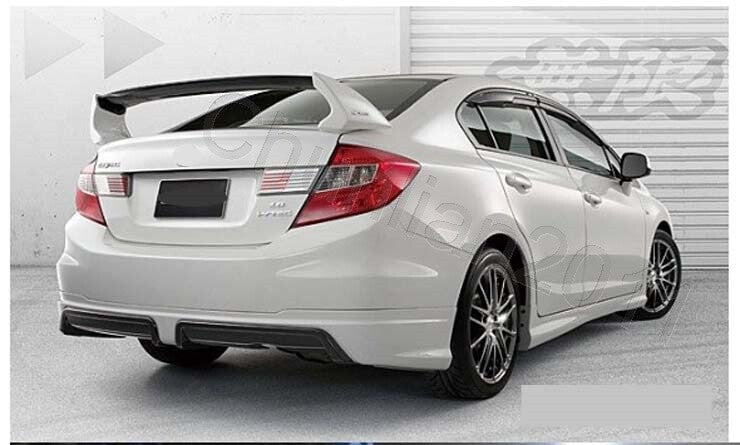 for 2012-2015 Honda Civic 4DR Sedan Plastic 3pcs Sport Style Spoiler Wing