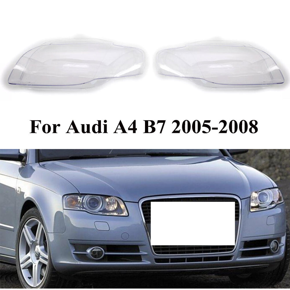 Fits Audi A4 B7 2005-2008 Pair of Headlight Lens Headlamp Lens Cover Clear
