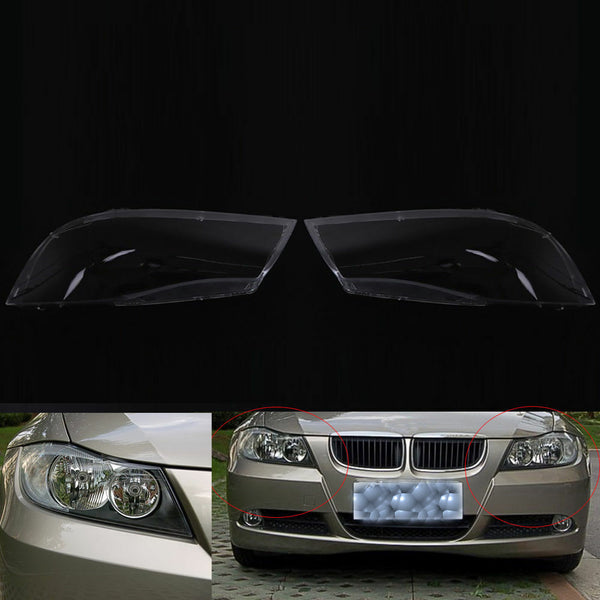 For BMW E90 3 Series 04-2007 4 Door Pair Car Headlight Cover Headlamp Lens