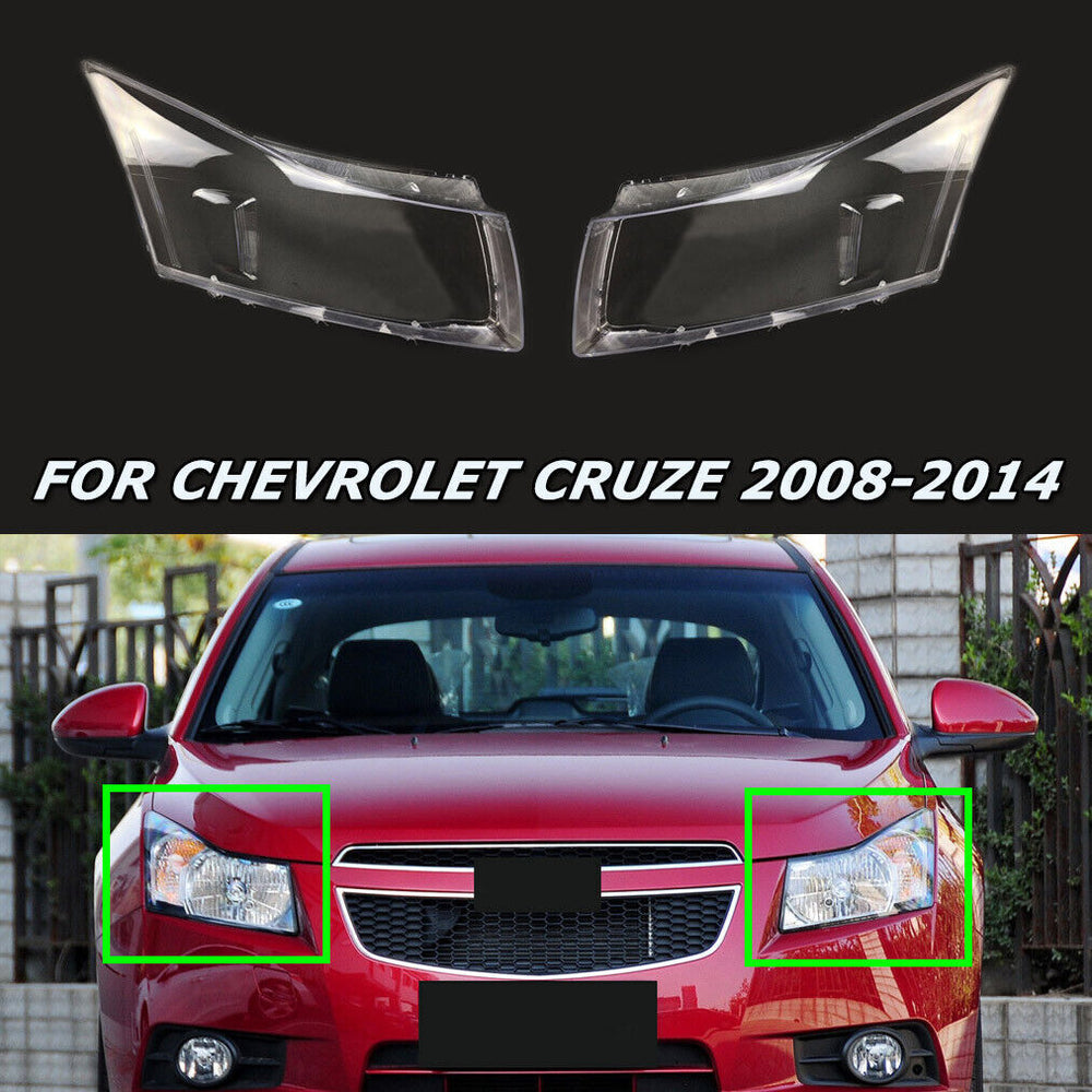 For Chevrolet Cruze 08-14 Pair Headlight Cover Lens Clear Headlamp Shell Cover
